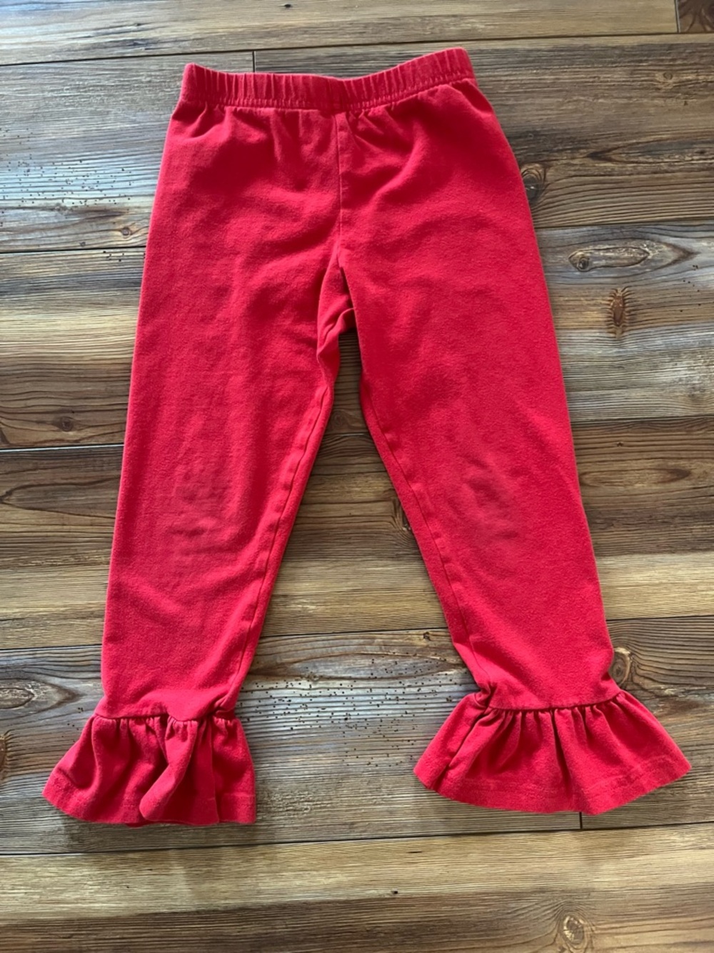 ⭐️Bundle 5 for $30 - Eleanor Rose Bright Red Ruffle Hem Leggings